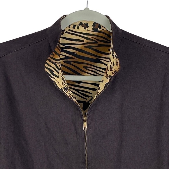 Wear On Earth Vintage Reversible Leopard Tiger Print Full Zip Jacket Women's L - Picture 6 of 13